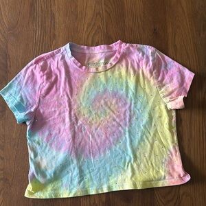Katie J NYC Couture L rhinestone rainbow crop tee